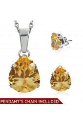 Auskarų, grandinėlės ir pakabuko komplektas su cirkoniu